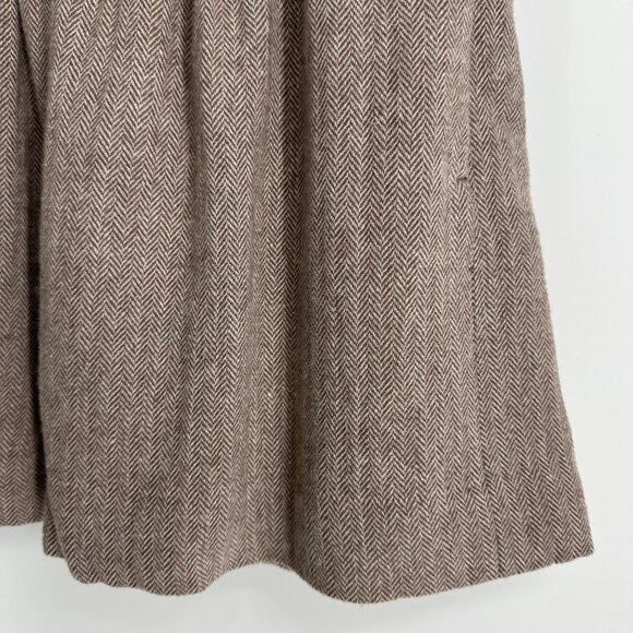 J. Crew Tweed Mini Skirt 2 Herringbone Wool Blend A Line Brown Cream Paper Bag - Picture 4 of 6
